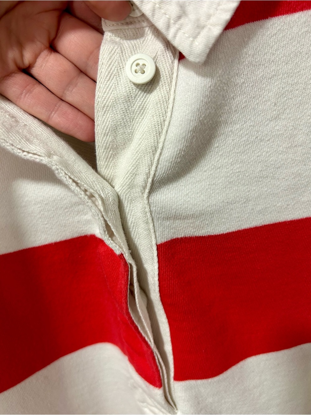 aerie Red and White Striped Rugby Polo Top - Picture 4 of 4